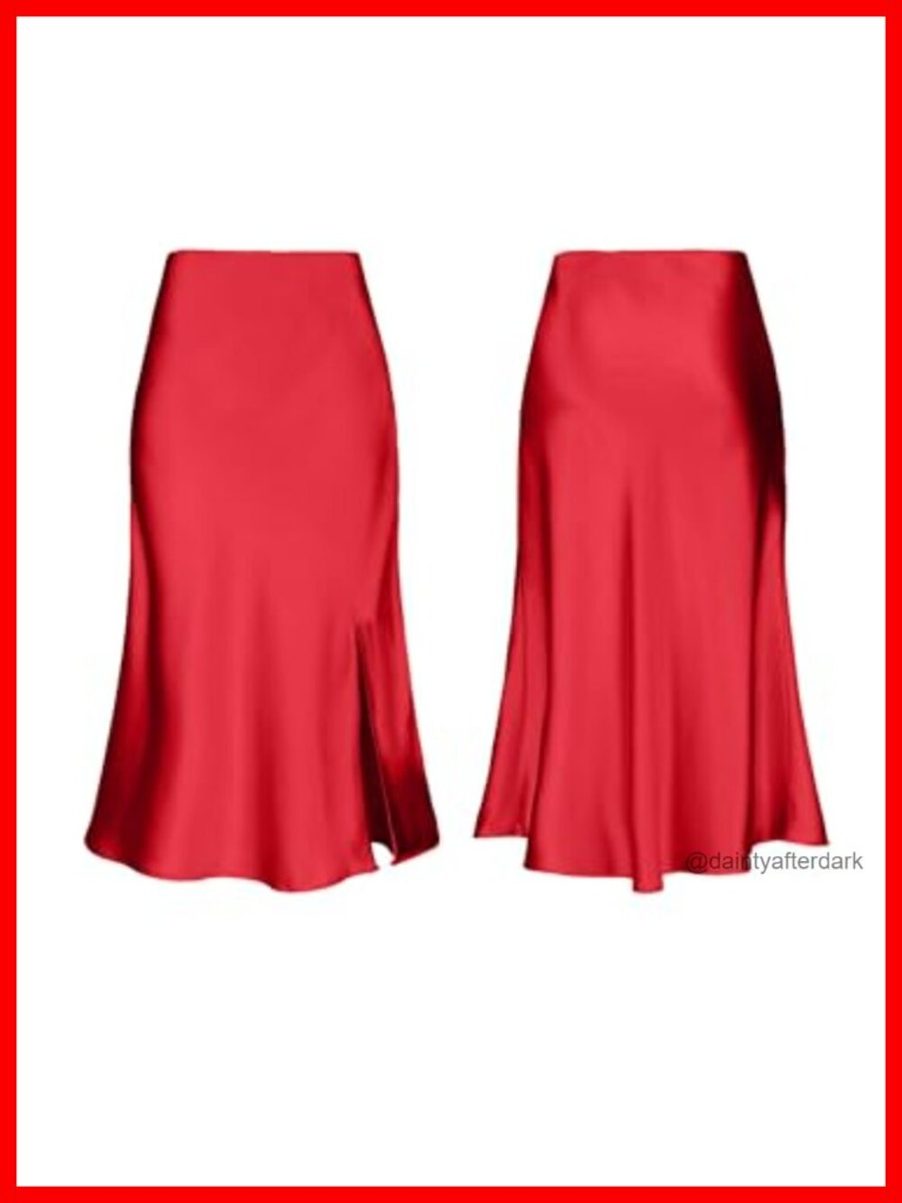 Silky Satin High Waist Side Split Midi Skirt Loose Fit A-Line